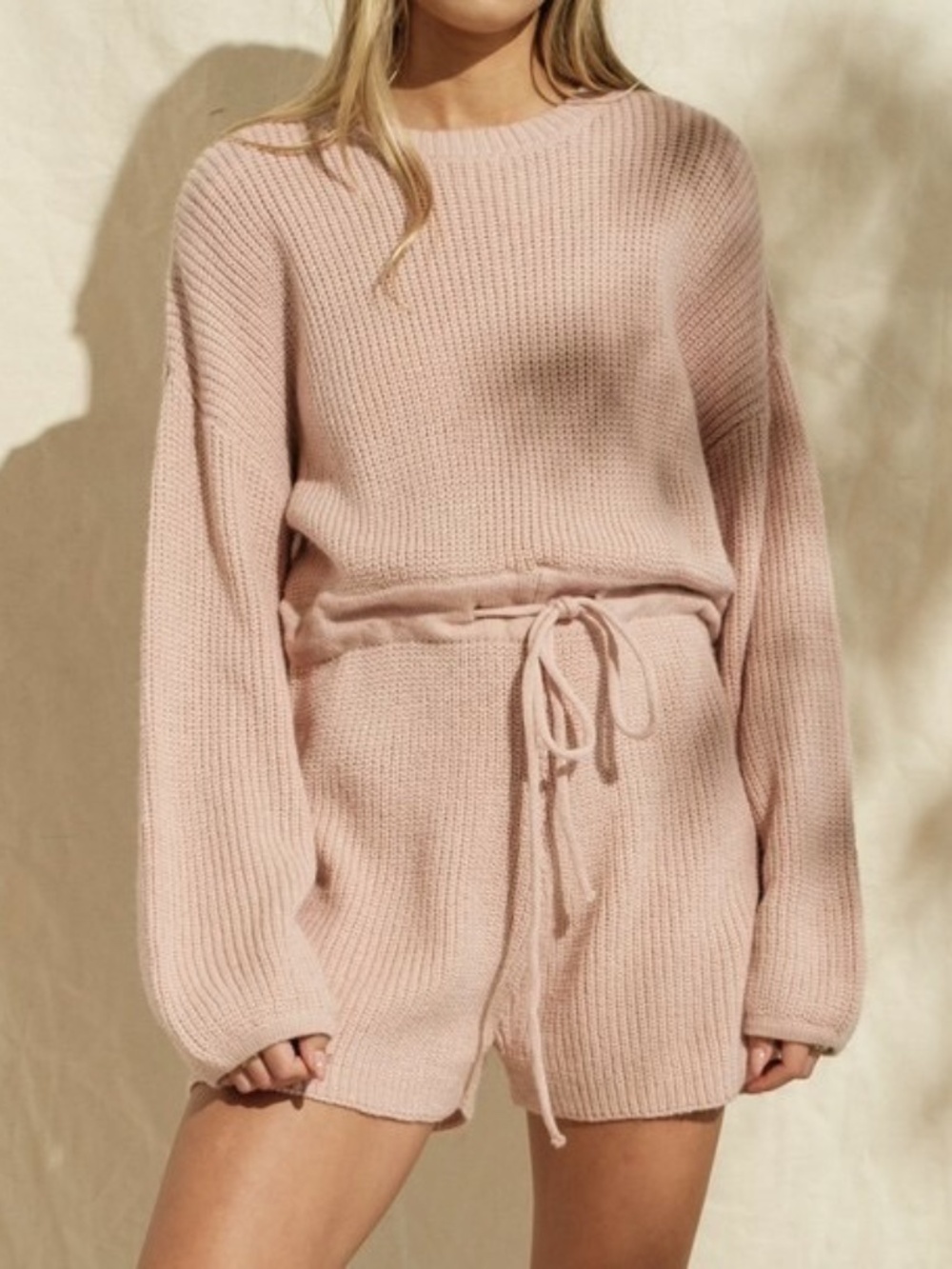Mable Johanna Neutral Beige Ribbed Knit Sweater‎ Romper Size M/L